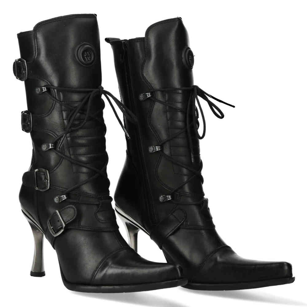 New Rock - M-9373-S8 Kniehohe Stiefel - Schwarz